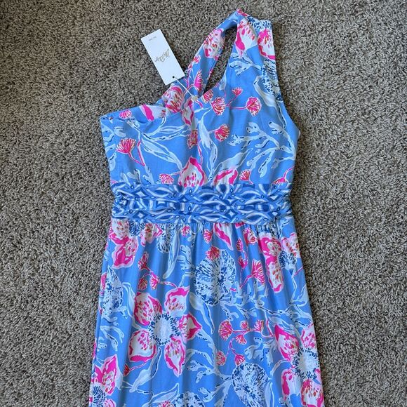 Lilly Pulitzer Helina One Shoulder Midi Dress Multi Bahamian Rhapsody Medium New - Picture 8 of 8